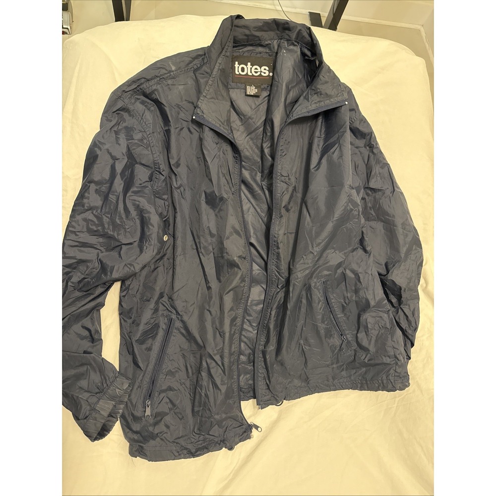 Men's Large Vintage Totes, Packable Windbreaker, Long Sleeve Zip Up With Pockets